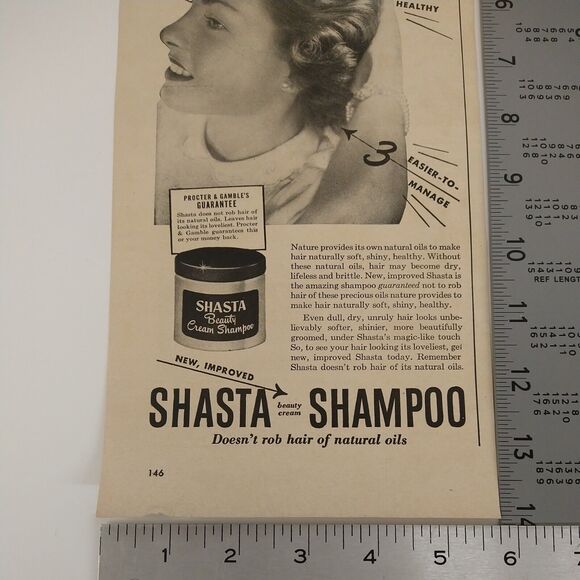 1950 Smiling Woman Shasta Beauty Cream Shampoo - Original Retro Vtg PRINT AD - Picture 7 of 7